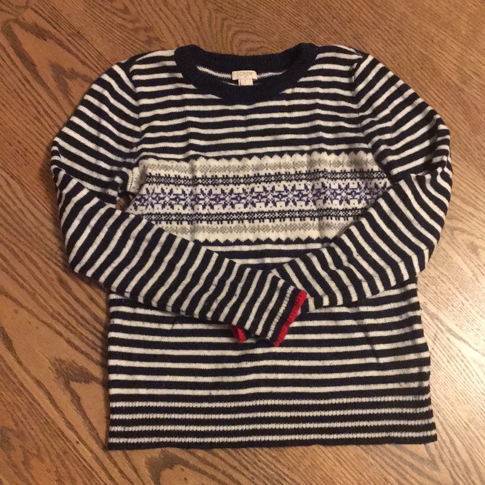 Jcrew dark blue stripe sweater